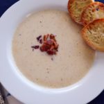 Roasted Cauliflower Soup with Aged Cheddar & Bacon