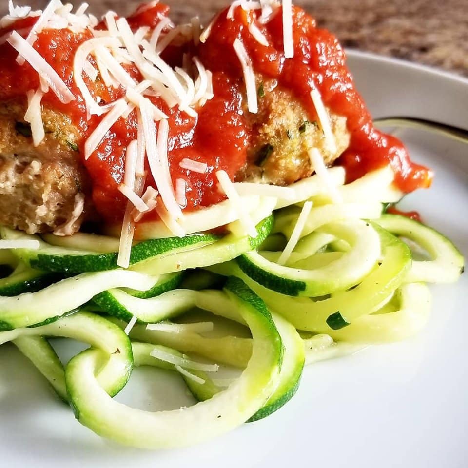zoodles with turkey meatballs