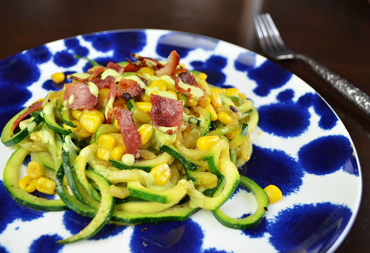 Zoodles With Bacon and Cilantro Lime Sauce